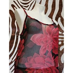 Vintage Goth Red Black Sheer Cami Top Lounge Wear Lingerie Whimsygoth Vamp Sz M